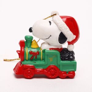 Whitmans Peanuts Santa Snoopy Train Collectible 2" Christmas Ornament Figurine